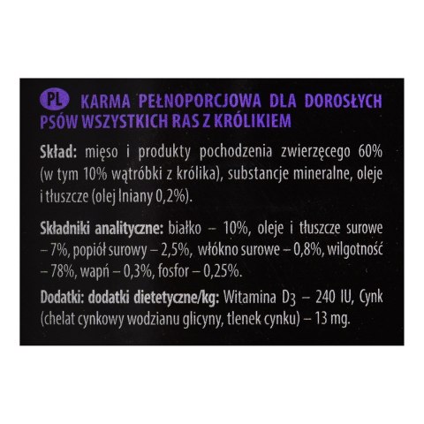 DOLINA NOTECI Piper Animals z królikiem - mokra karma dla psa - 800 g