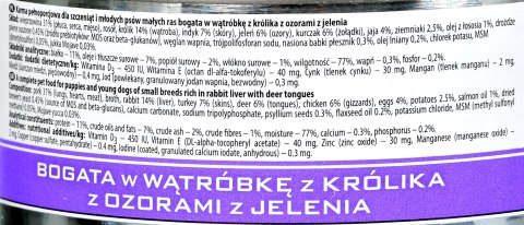 DOLINA NOTECI Premium Junior bogata w wątróbkę z królika - mokra karma dla szczeniąt ras małych - 185g