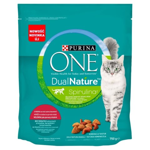 PURINA One Dual Nature Spirulina Wołowina - sucha karma dla kota - 750 g