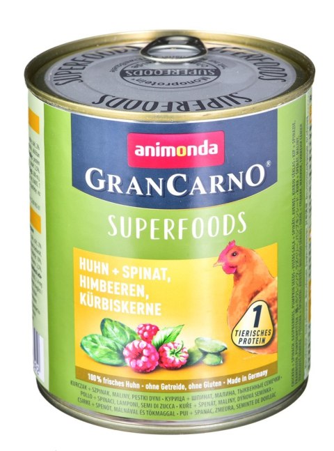 ANIMONDA GranCarno Superfoods kurczak i szpinak - mokra karma dla psa - 800g