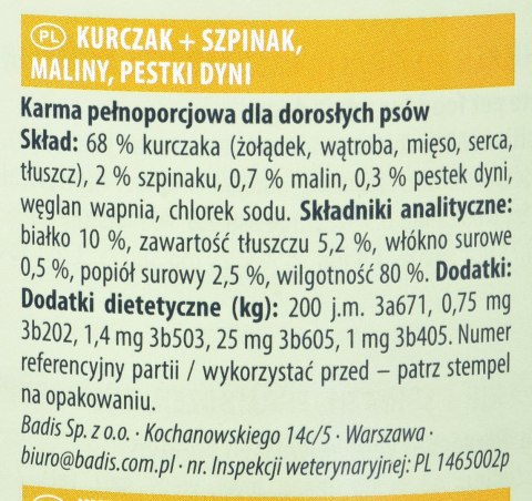 ANIMONDA GranCarno Superfoods kurczak i szpinak - mokra karma dla psa - 800g
