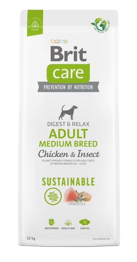 BRIT Care Sustainable Adult Medium Breed Chicken & Insect - sucha karma dla psa - 12 kg