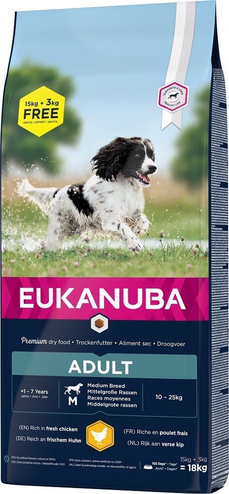 EUKANUBA Adult Medium Breed Chicken - sucha karma dla psa - 18 kg