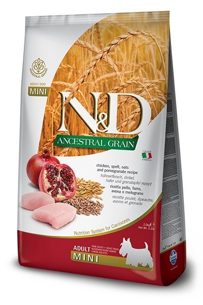 FARMINA N&D Ancestral Grain Chicken & Pomegranate Adult Mini - sucha karma dla psa - 7 kg