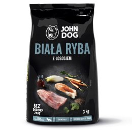 JOHN DOG Premium Ś/D Rasy Biała Ryba z Łososiem - sucha karma dla psa - 3 kg