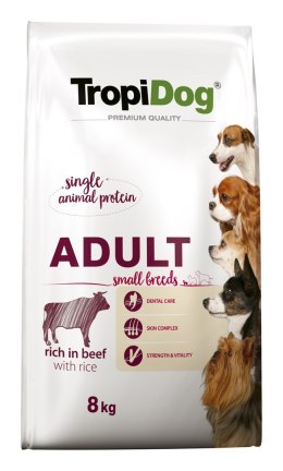 TROPIDOG Premium Adult Small Wołowina z ryżem - sucha karma dla psa - 8 kg