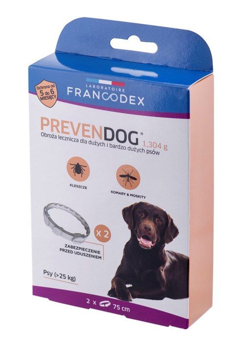 FRANCODEX PrevenDog - obroża przeciw kleszczom - 2x75 cm