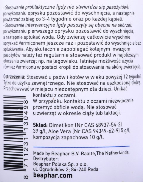 BEAPHAR - spray na pchły i kleszcze dla psa i kota - 250 ml
