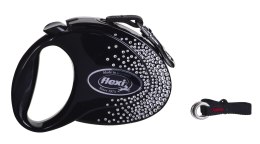 FLEXI Glam Splash Crystal z kryształkami Swarovskiego rozm. M - smycz automatyczna - 5 m - czarna