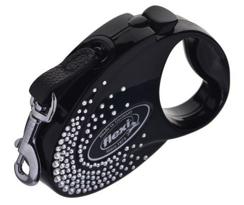 FLEXI Glam Splash Crystal z kryształkami Swarovskiego rozm. S - smycz automatyczna - 3 m - czarna