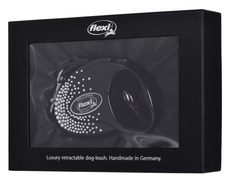 FLEXI Glam Splash Crystal z kryształkami Swarovskiego rozm. S - smycz automatyczna - 3 m - czarna