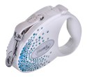 FLEXI Glam Splash Ocean z kryształkami Swarovskiego rozm. S - smycz automatyczna - 3 m - biała