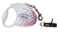 FLEXI Glam Splash Pink z kryształkami Swarovskiego rozm. S - smycz automatyczna - 3 m - biała