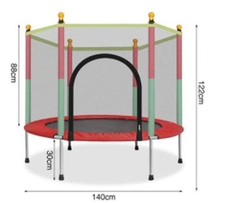 Trampolina do domu ogrodu dla dzieci siatka piłki 140cm 55inch czerwona