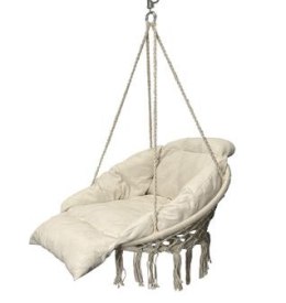 Huśtawka ogrodowa LULILO bocianie gniazdo z poduszką XXL ecru 80cm 150kg