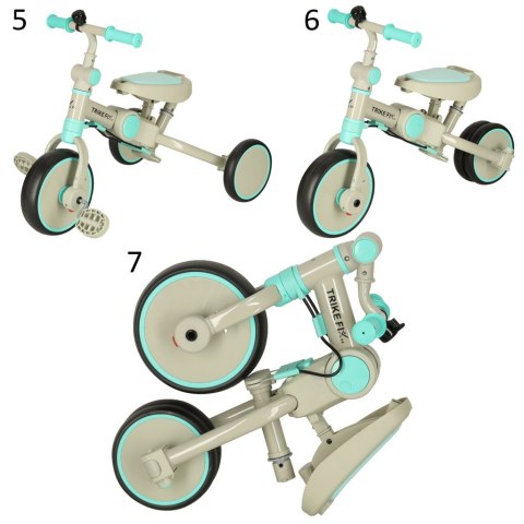 Rowerek trójkołowy TRIKE FIX V4 rower spacerówka rowerek biegowy 6w1 szary niebieski