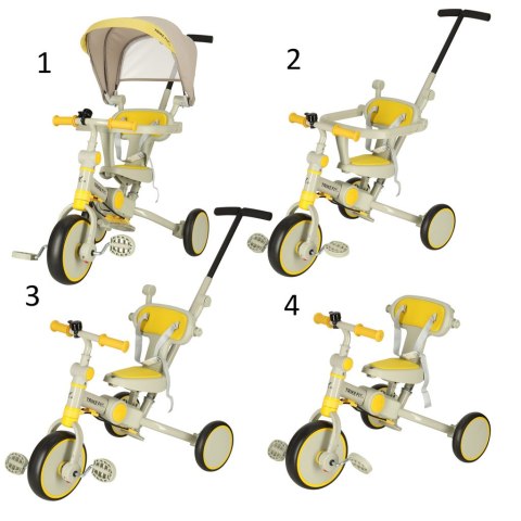 Rowerek trójkołowy TRIKE FIX V4 rower spacerówka rowerek biegowy 6w1 szary żółty