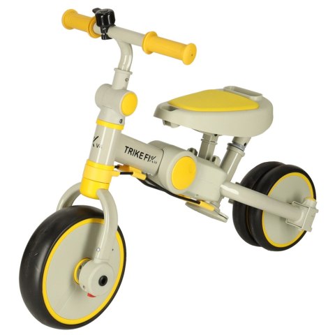 Rowerek trójkołowy TRIKE FIX V4 rower spacerówka rowerek biegowy 6w1 szary żółty