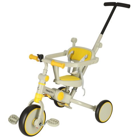 Rowerek trójkołowy TRIKE FIX V4 rower spacerówka rowerek biegowy 6w1 szary żółty