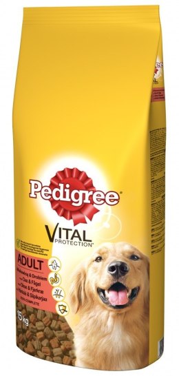 PEDIGREE Adult wołowina z drobiem 15kg - sucha karma dla psów (WYPRZEDAŻ)