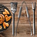 PRZYBORY AKCESORIA STALOWE DO GRILLOWANIA / SZCZYPCE ŁOPATKA WIDELEC ZESTAW 3 EL.