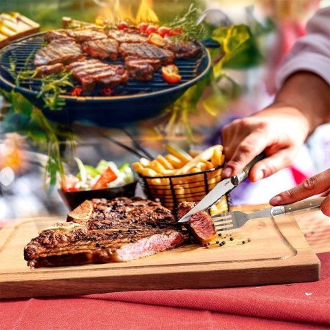 Sztućce do steków i burgerów stalowe 15 el. zestaw prezentowy