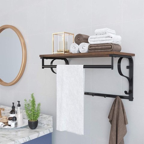 Półka z wieszakami na ubrania drewniana LOFT