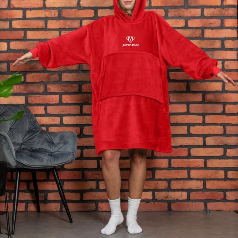 Bluzair SUPER MAMA - Bluza koc - Czerwony - prezent dla mamy na urodziny