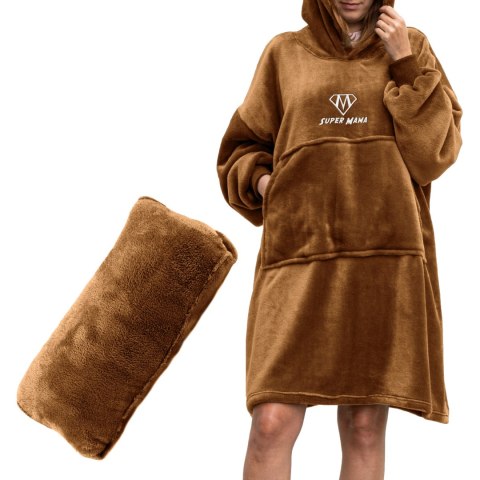 Bluzair SUPER MAMA - Bluza koc - Toffee - prezent dla mamy na urodziny