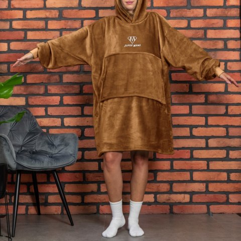 Bluzair SUPER MAMA - Bluza koc - Toffee - prezent dla mamy na urodziny