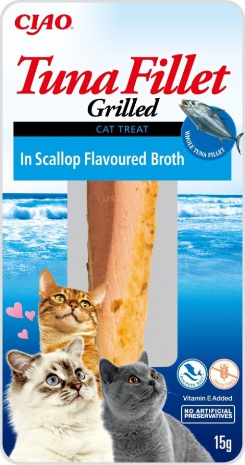 INABA Grilled Tuna Tuńczyk w bulionie o smaku przegrzebków - przysmak dla kota - 15 g