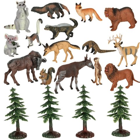 Figurki zwierząt zwierzęta zoo safari farma akcesoria skrzynka 19 el.