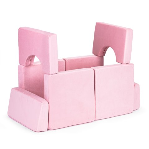 Sofa składana modułowa dla dzieci duża 2 osobowa DIY 10 miękkich poduch - różowa ECOTOYS