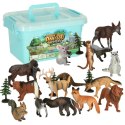 Figurki zwierząt zwierzęta zoo safari farma akcesoria skrzynka 19 el.