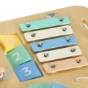Tablica manipulacyjna LULILO LUDO stolik drewniany sensoryczny miętowy