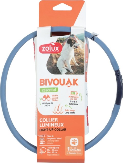 ZOLUX Obroża LED silikon BIVOUAK niebieska