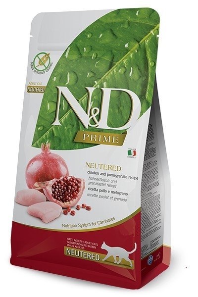 FARMINA N&D PRIME CAT NEUTERED CHICKEN & POMEGRANATE ADULT - sucha karma dla kota - 5kg (WYPRZEDAŻ)
