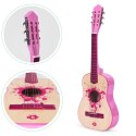 Gitara dla dzieci różowa duża - 34` drewniana 6 strun metalowe i nylonowe ECOTOYS