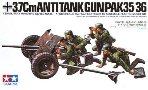 Model plastikowy German 37 mm Anti-tank Gun Tamiya