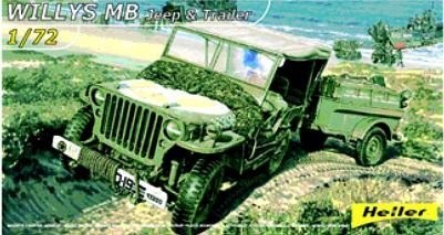 HELLER Willys MB Jeep & Trailer Heller