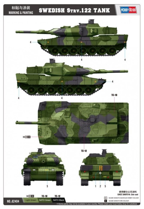Model plastikowy Szwedzki czołg Strv.122 Hobby Boss