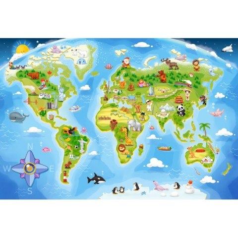 Puzzle 40 elementów MAXI Mapa świata Castor