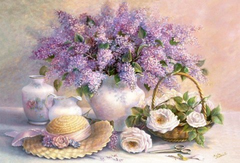 Puzzle 1000 elementów Kwiaty bzu Flower Day, Trisha Hardwick Castor
