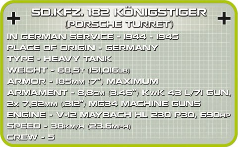 Klocki Tiger II PzKpfw VI B Königstiger niemiecki czołg ciężki Cobi Klocki