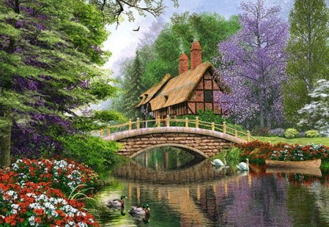 Puzzle 1000 elementów Chata nad rzeką Castor