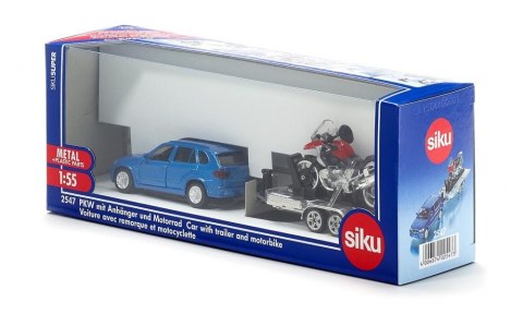 Samochód + przyczepa z motorem Siku