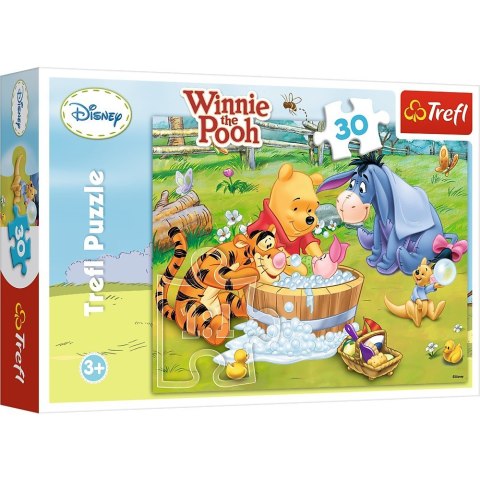 Puzzle 30 elementĂłw KubuĹ Puchatek KÄpiel Prosiaczka Trefl