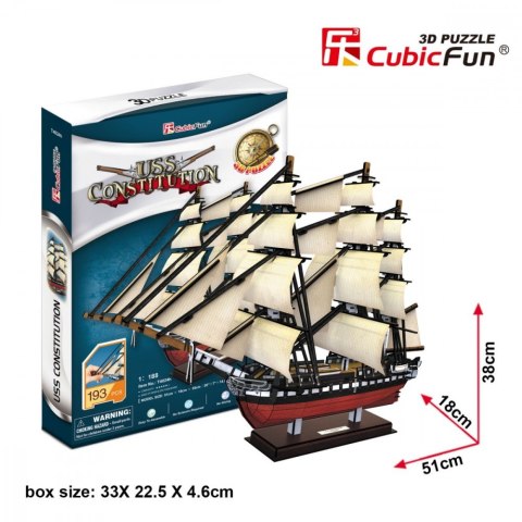 Puzzle 3D Żaglowiec USS Constitution Cubic Fun