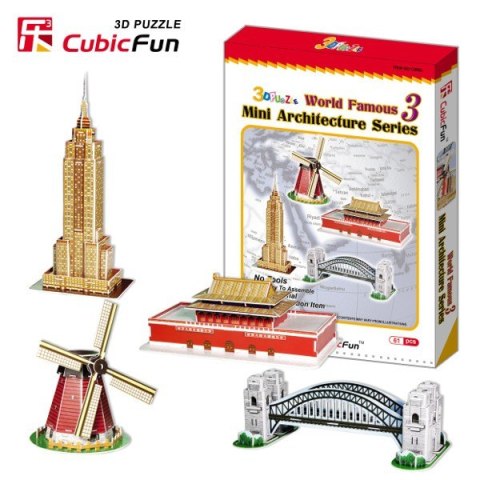 PUZZLE 3D Mini architektura seria 3 Cubic Fun