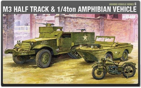 Model plastikowy M3 Half Track an d 1/4 Ton Amphibian Vehicle Academy